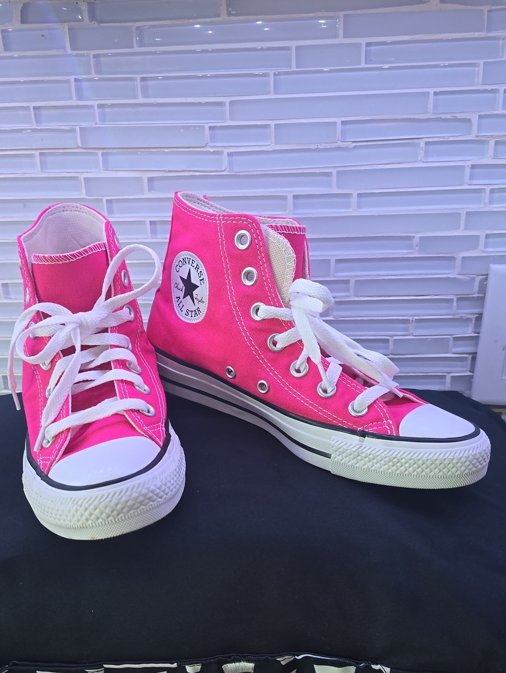 Converse High Top Sneakers - Bright Pink & White
